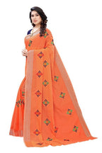 Vamika Chanderi Cotton Embroidery Orange Saree (Dixa Orange) | Grocsy
