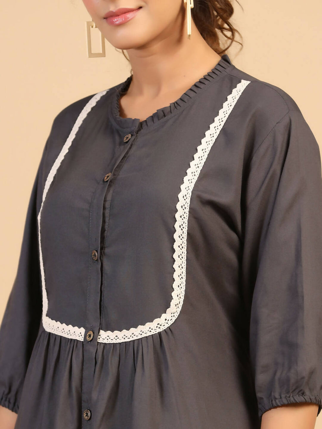 Womens Grey Rayon Solid Top - Keeva | Grocsy