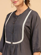 Womens Grey Rayon Solid Top - Keeva | Grocsy