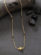 NVR Women's Set of 2 Black Gold-Polished & Beaded Mangalsutra | Grocsy
