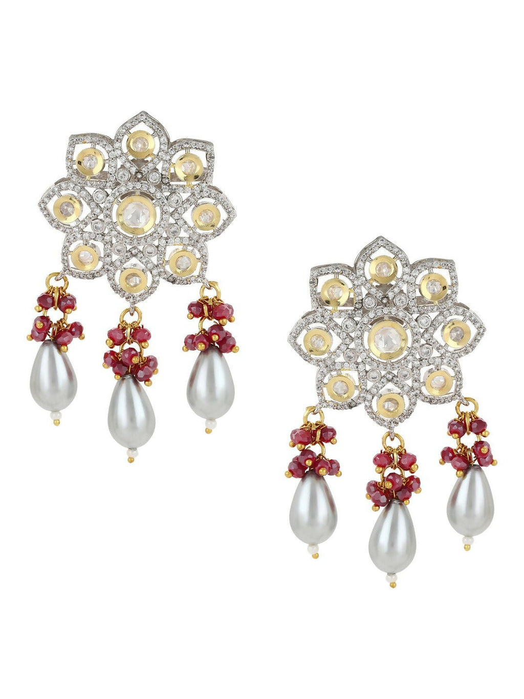 Diamond & Semi Precious Stone Earrings- Ruby Raang | Grocsy
