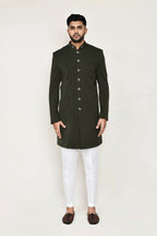 Joban Fashion Green Colored Terry Rayon Fabric Indo Western With Straight Fit Pant | Grocsy