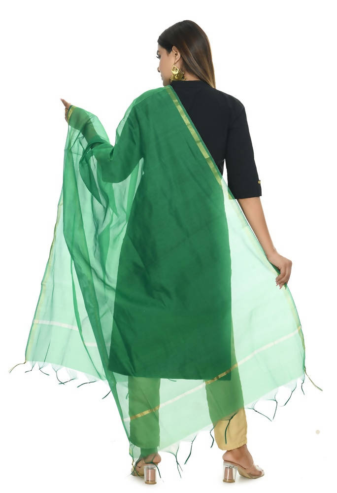 Mominos Fashion Green Banarsi Piping Dupatta | Grocsy