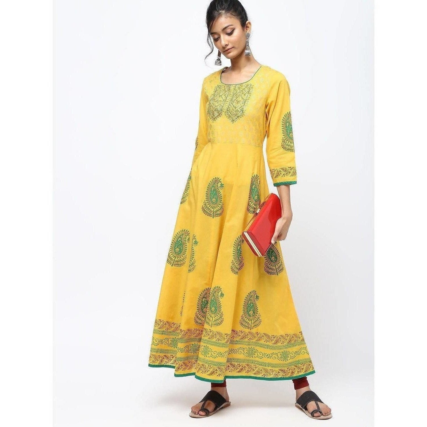 Cheera Kalidar Anarkali With Colorfull Print Kurts | Grocsy