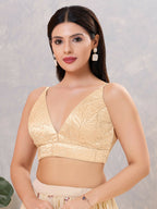 Joban Fashion Women Satin Blend Light-Gold Stitched Blouse | Grocsy