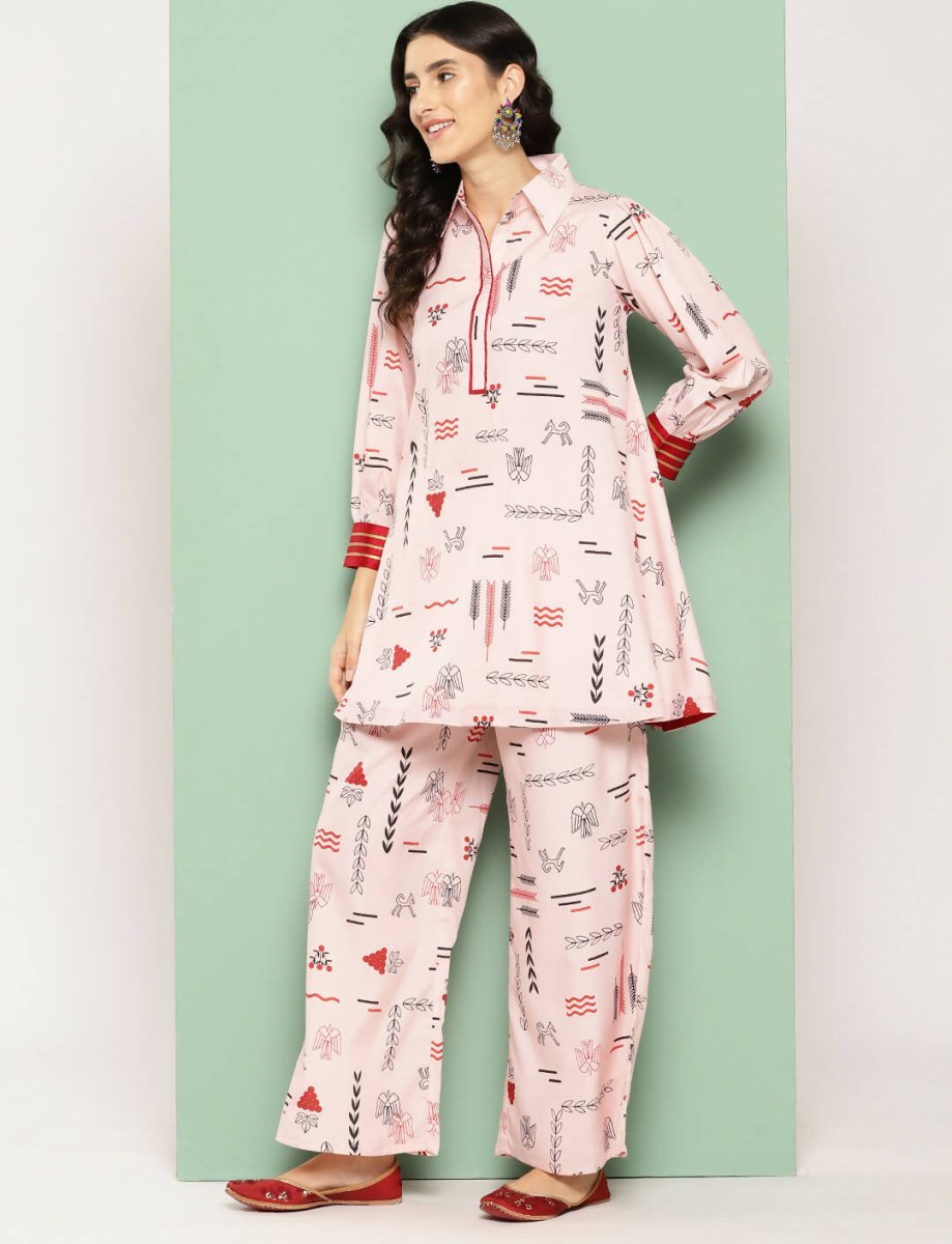 Ahalyaa Women's Traditional Wear Co-ods - Peach | Grocsy