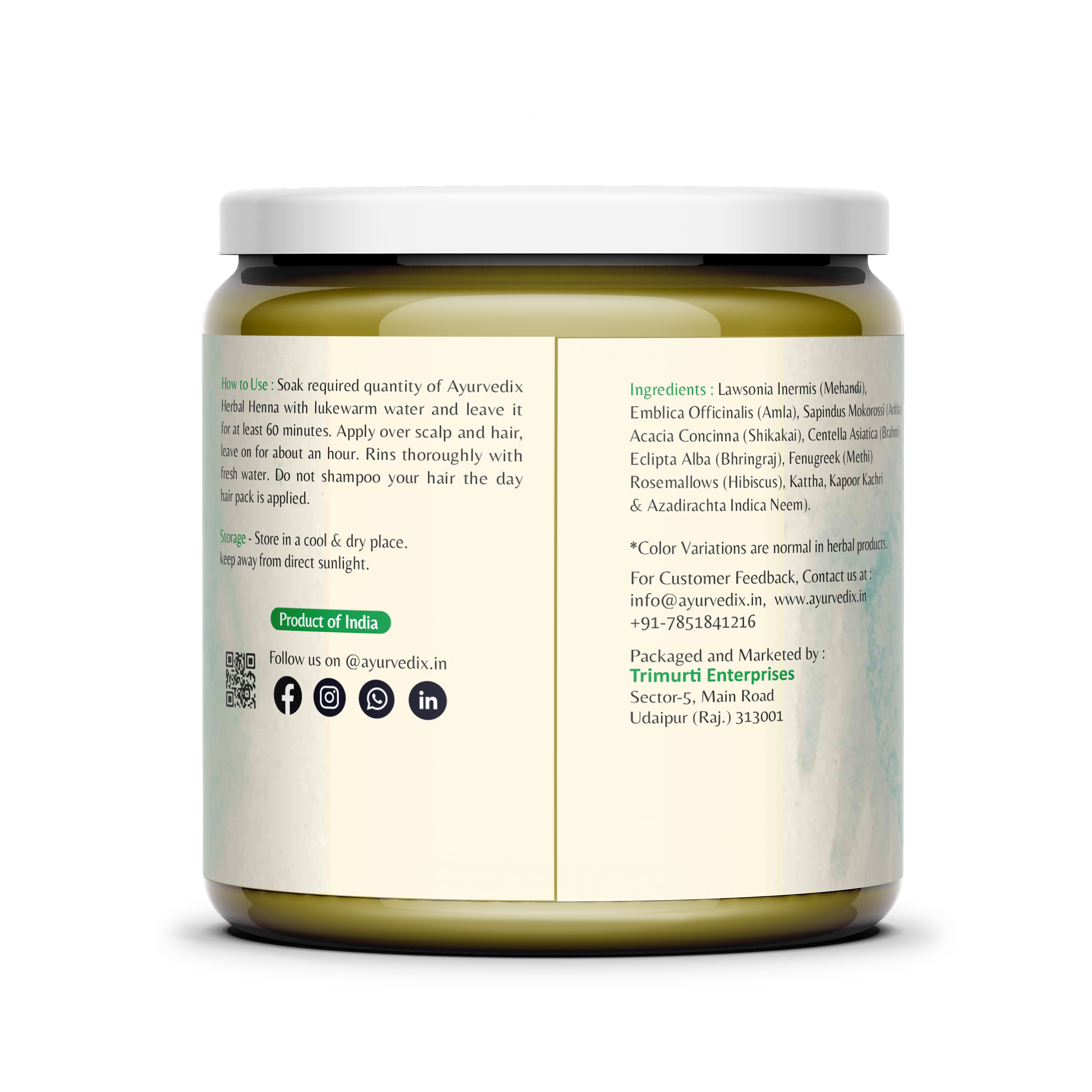 Ayurvedix Herbal Henna Powder | Grocsy