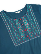 Sztori Plus Size Floral Yoke Design Thread Work Straight Kurta | Grocsy