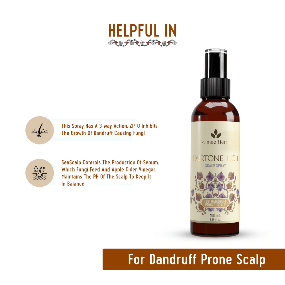Avimee Herbal Hairtone DC1 Scalp Spray, For Dandruff & Scalp Care With Rosemary, Apple Cider Vinegar, Tea Tree Oil & Neem Extracts | Grocsy