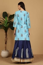 Joban Fashion Turquoise Silk Lehenga Set | Grocsy