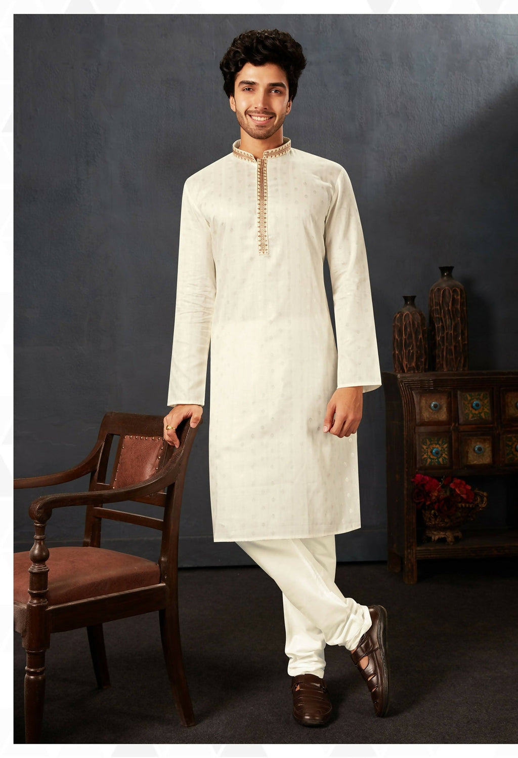 Joban Fashion White Cotton Kurta Pyjama | Grocsy