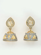 NVR Wome's Gold-Polished AD- Studded Jhumki Earrings | Grocsy