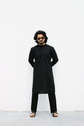 Jompers Men's Black Solid Cotton Kurta Payjama Set | Grocsy