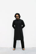 Jompers Men's Black Solid Cotton Kurta Only | Grocsy