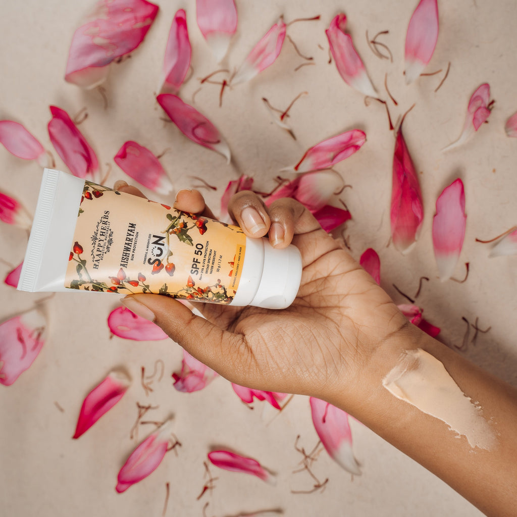 Haappyherbs Aishwaryam Spf50 Powerful,Weightless & Moisturizing Sunscreen , Pa++,Uva& Uvb Protection | Grocsy