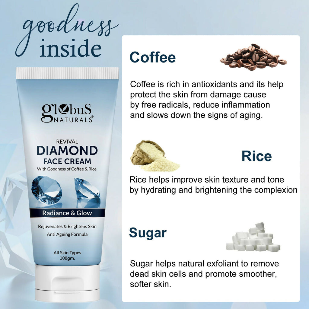 Globus Naturals Revival Diamond Face Cream, Suitable For All Skin Types | Grocsy