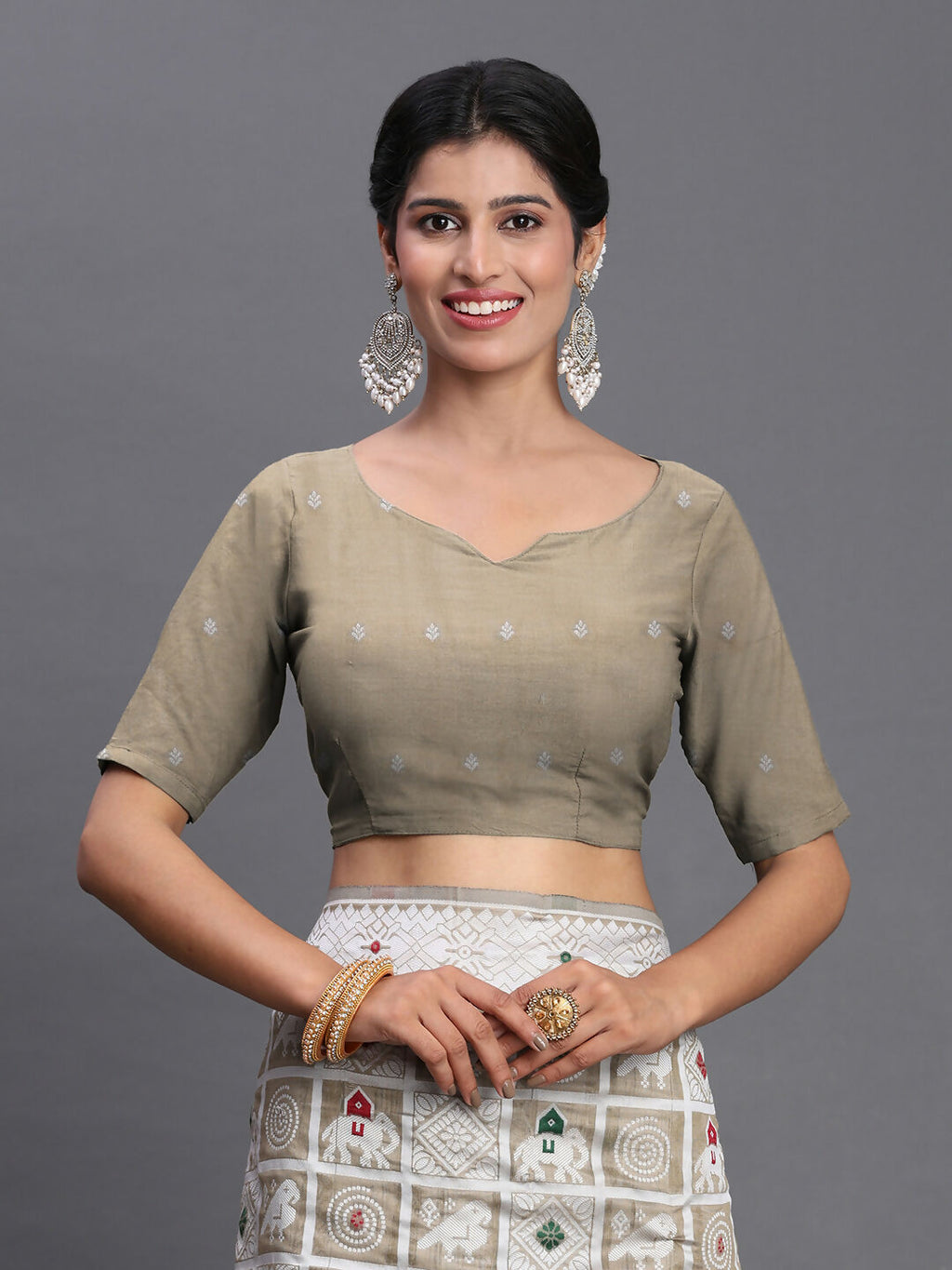 Shree Shyam Fashion Linen Cotton Beige Saree | Grocsy