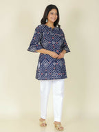 Aramya Straight Soft Cotton Bandhani Print Women's Kurta - Blue | Grocsy