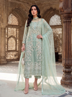 Teeya Creation Womens New Soft Net With Heavy Embroiedery With Sequence Work Light-Green Kurta Set | Grocsy