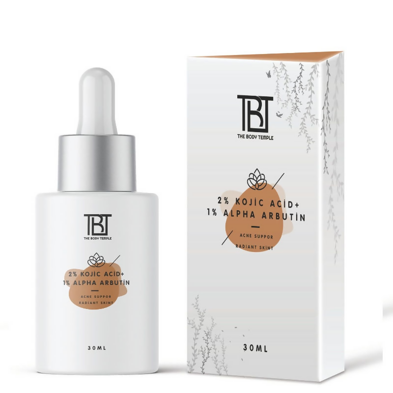 The Body Temple 2% Kojic Acid + 1% Alpha Arbutin Face Serum | Grocsy