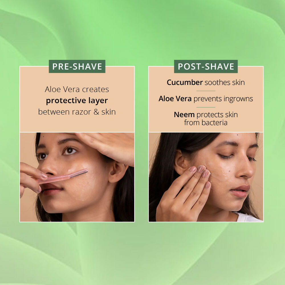 Carmesi Facial Shaving Balm for Women - 2-in-1 (Pre + Post-Shave) - Aloe Vera, Cucumber, Neem | Grocsy