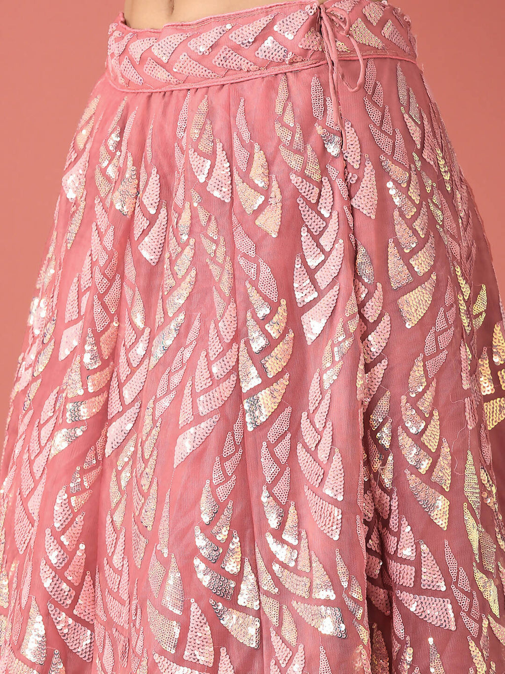House of Panchhi CORAL Net Sequinse Work Lehenga & Blouse, Dupatta | Grocsy