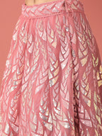 House of Panchhi CORAL Net Sequinse Work Lehenga & Blouse, Dupatta | Grocsy