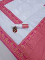 DEIANA'S Beautiful Designer Golden zari Soft Lichi Silk Saree - White | Grocsy