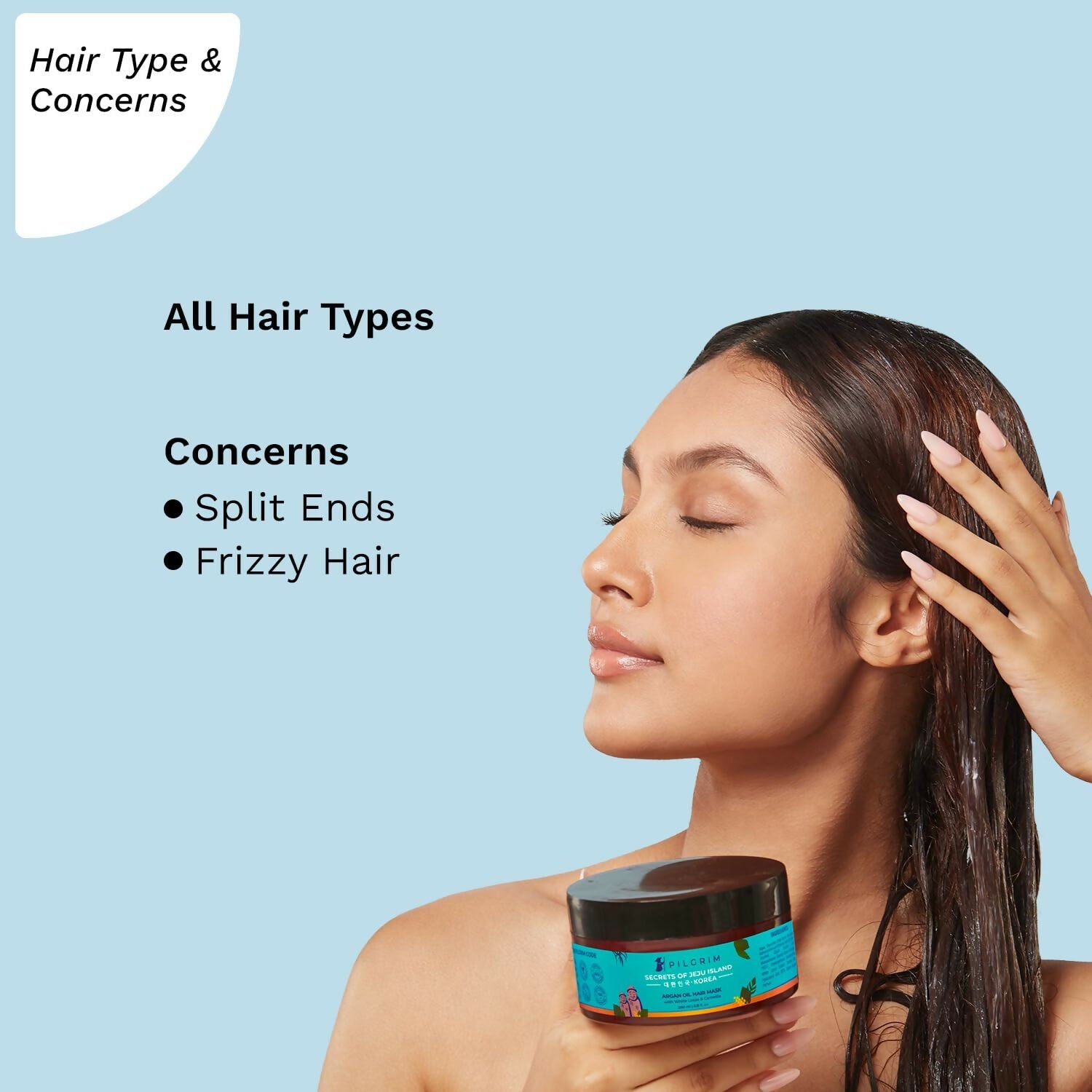 Pilgrim Korean Argan Oil Hair Mask For Dry & Frizzy Hair With White Lotus And Camellia | Grocsy
