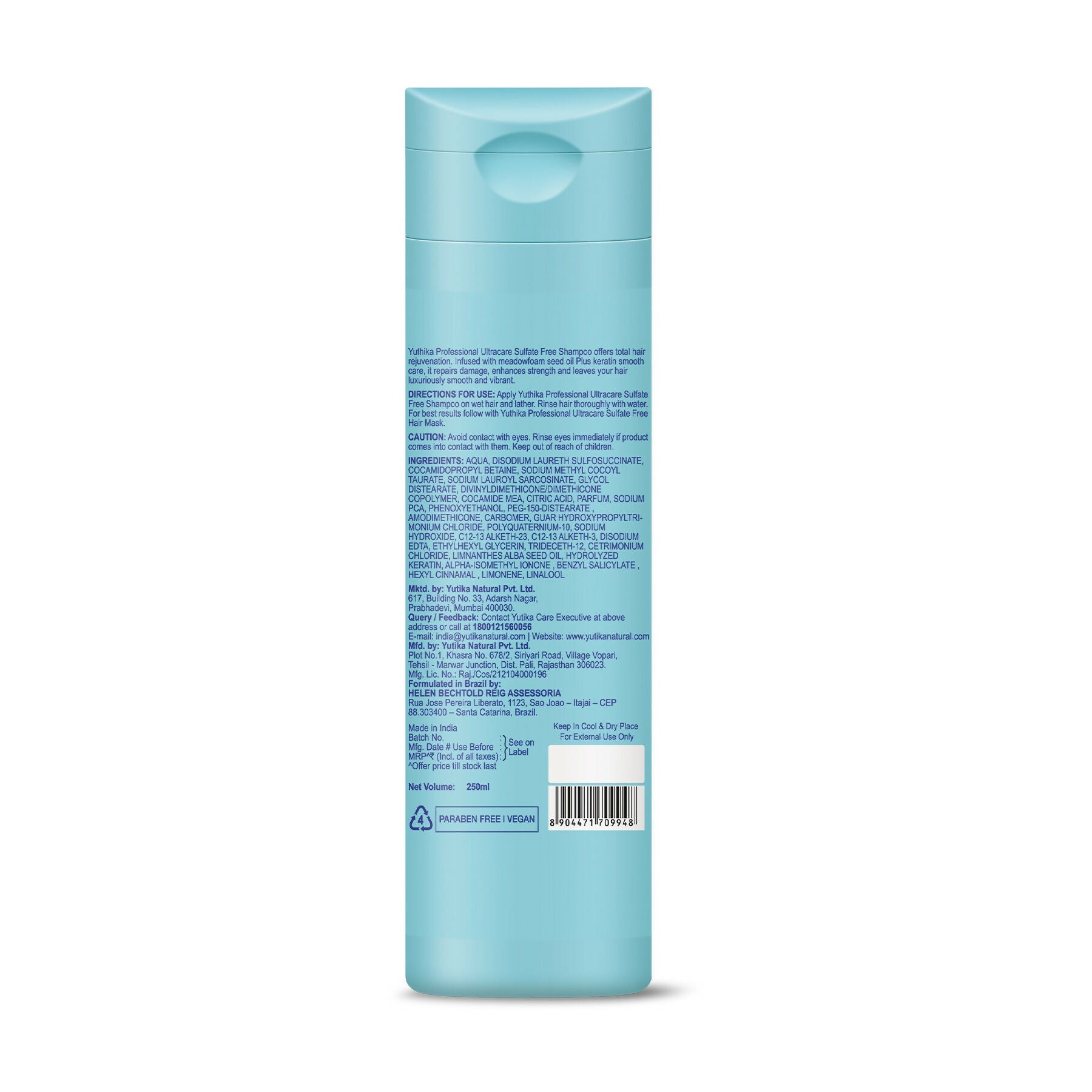 Yuthika Professional Ultracare Sulfate Free Shampoo For Women & Men | Grocsy