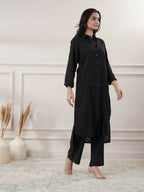 Joban Fashion Women's Black Cotton Dress With Button | Grocsy