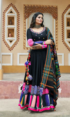 AI Fashion Black Viscose Rayon Designer Navratri Lehenga Choli Collection | Grocsy