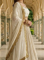 Lehenga Mart White Faux Georgette Designer Bollywood Style Wedding Wear Lehenga Choli | Grocsy
