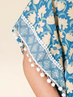 Aramya Kaftan Soft Cotton Floral Print Women's Kurta Set - Blue | Grocsy