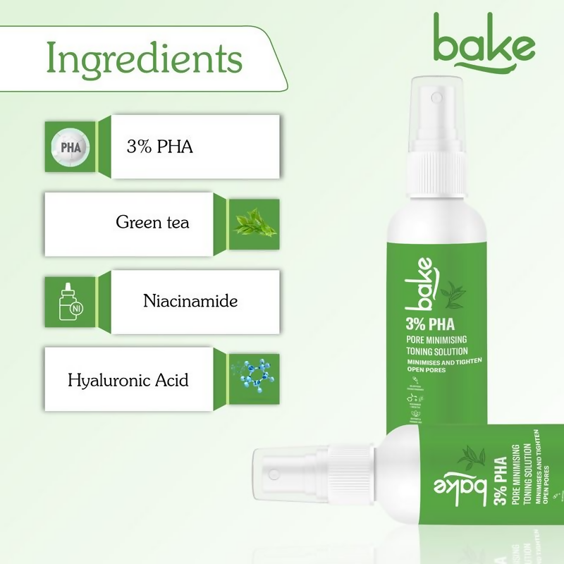 Bake 3% Pha Pore Minimising Toner With Gluconolactone & Niacinamide For Open Pores & Acne | Grocsy