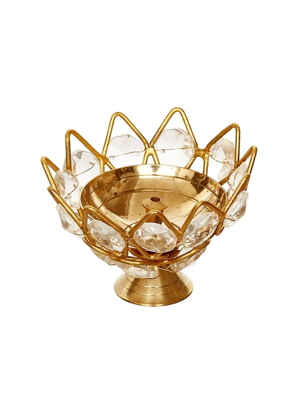 eCraftIndia Lotus Shape Crystal Diya | Grocsy