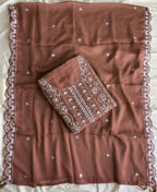 KC Peach Pakistani Straight Suit For Women Chiffon | Grocsy