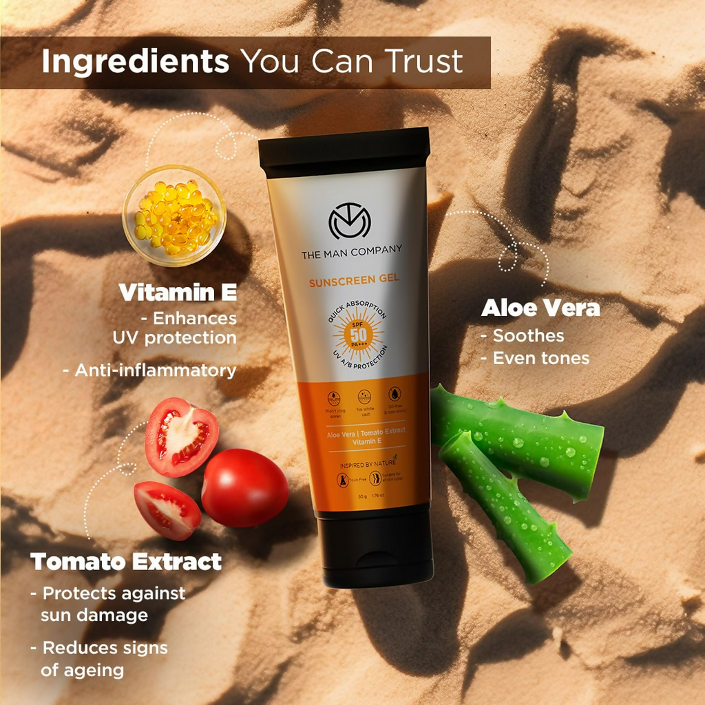 The Man Company Oil-Free Sunscreen Gel SPF 50 PA+++ For Men | Grocsy