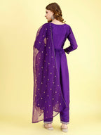 Yash Enterprise Violet Vichitra Silk Embroidery Party Wear Suit Set | Grocsy
