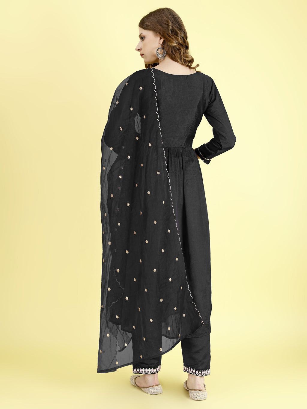 Yash Enterprise Black Vichitra Silk Embroidery Party Wear Suit Set | Grocsy
