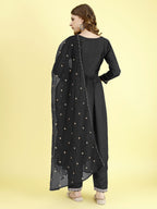 Yash Enterprise Black Vichitra Silk Embroidery Party Wear Suit Set | Grocsy