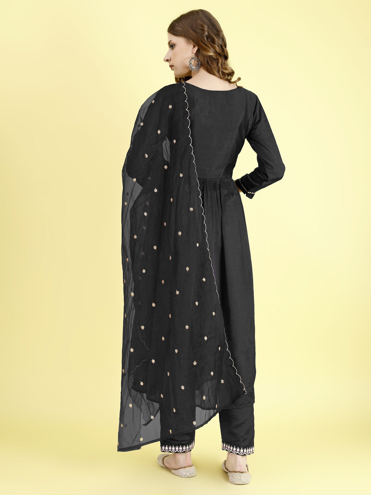 Yash Enterprise Black Vichitra Silk Embroidery Party Wear Suit Set | Grocsy