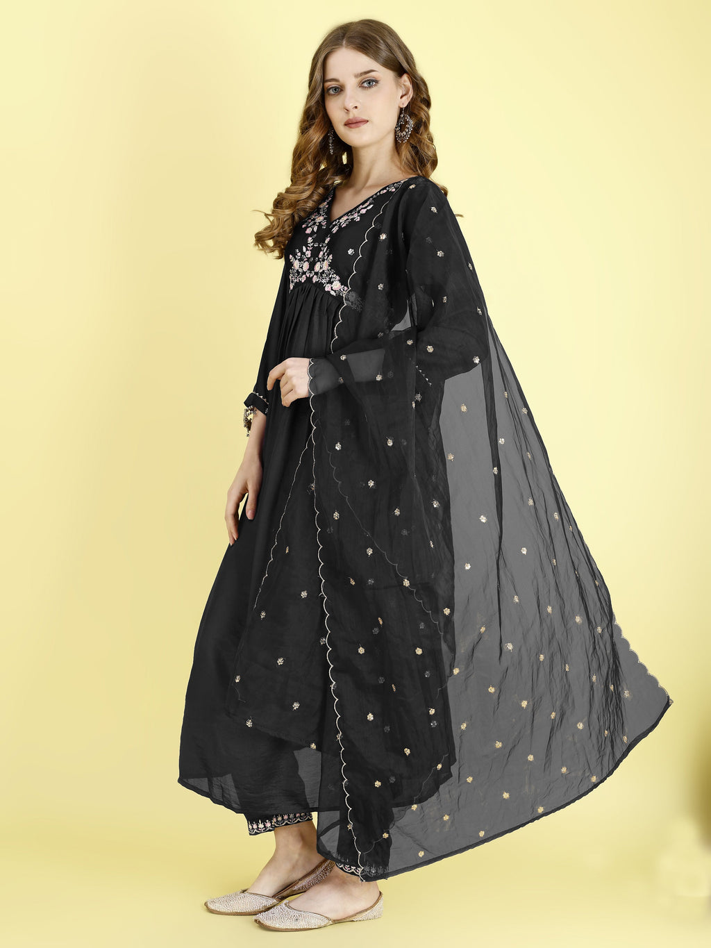 Yash Enterprise Black Vichitra Silk Embroidery Party Wear Suit Set | Grocsy