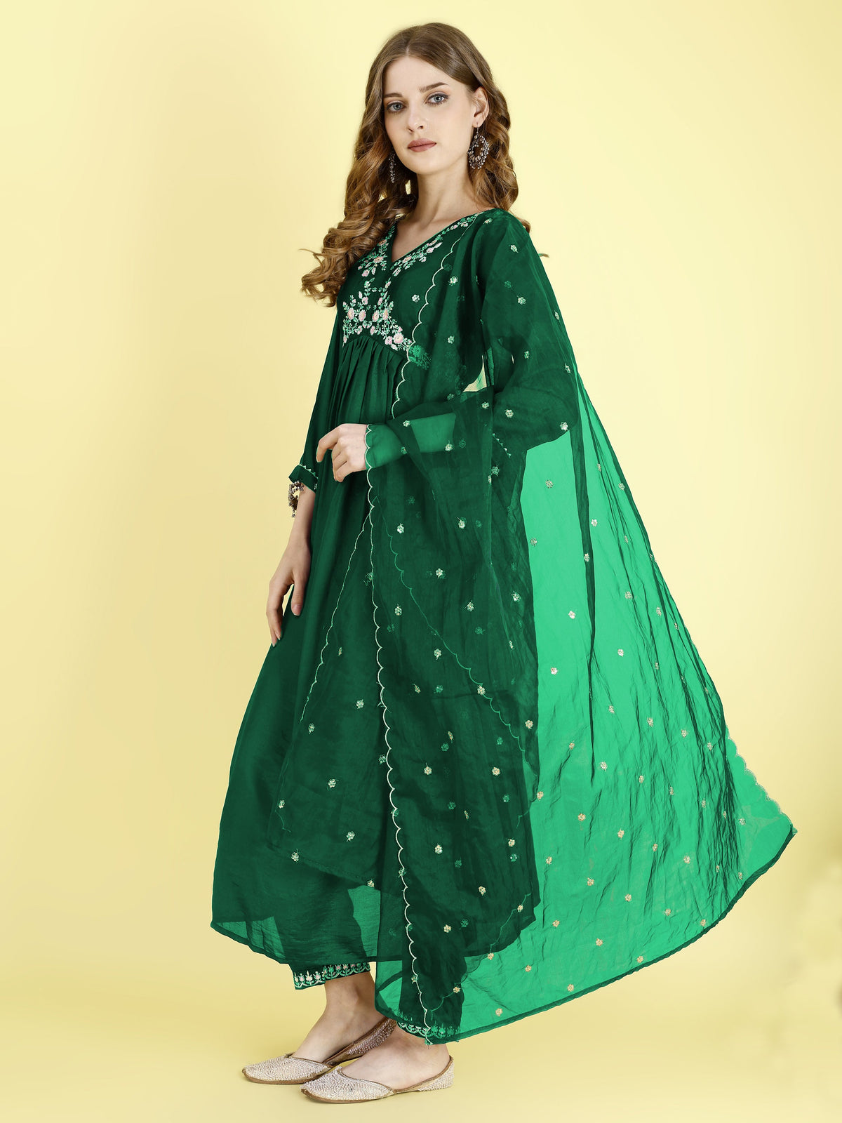 Yash Enterprise Green Vichitra Silk Embroidery Party Wear Suit Set | Grocsy