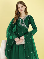 Yash Enterprise Green Vichitra Silk Embroidery Party Wear Suit Set | Grocsy