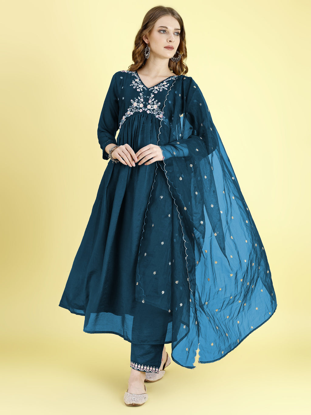 Yash Enterprise Morpankh Vichitra Silk Embroidery Party Wear Suit Set | Grocsy