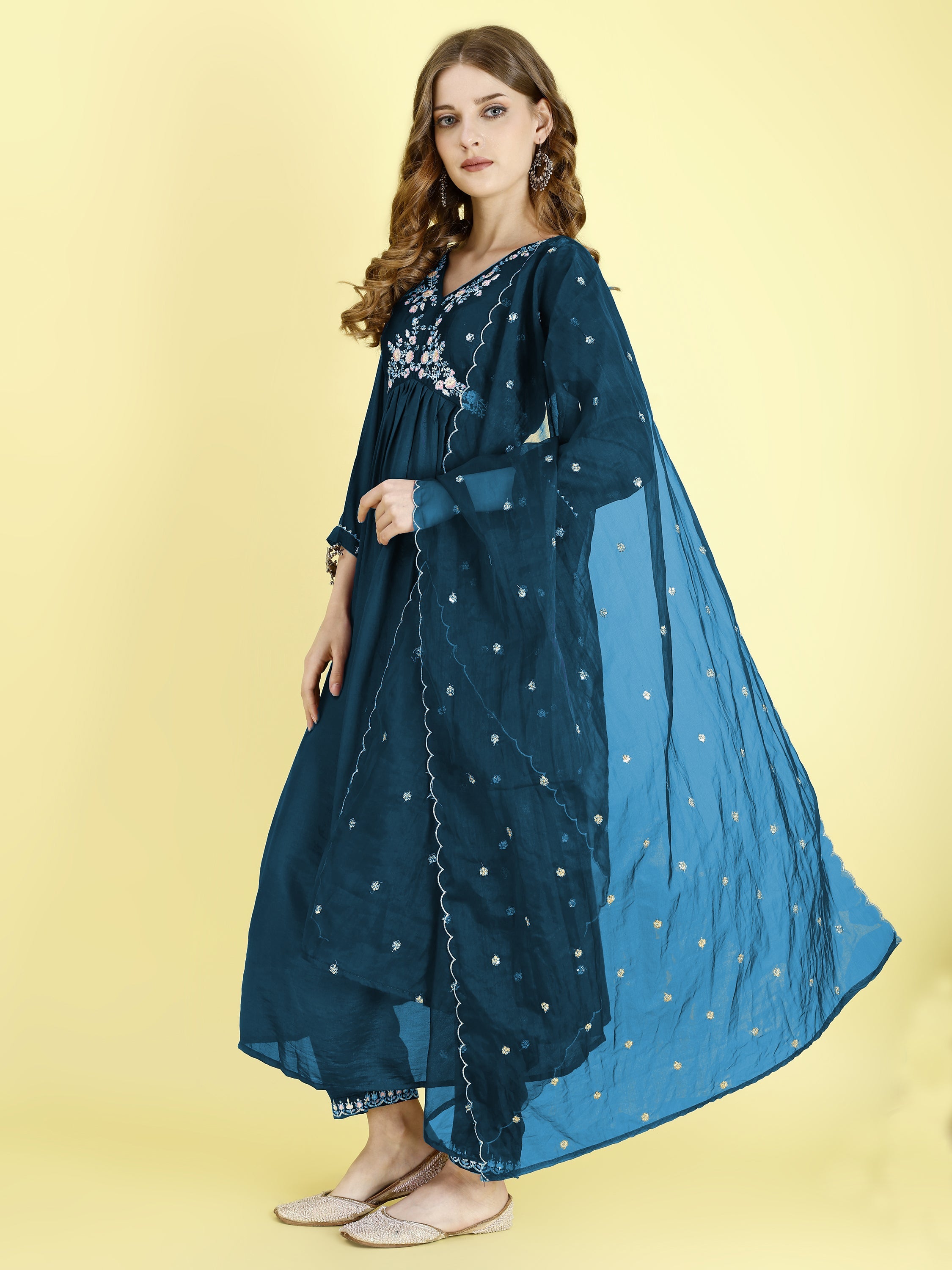 Yash Enterprise Morpankh Vichitra Silk Embroidery Party Wear Suit Set | Grocsy