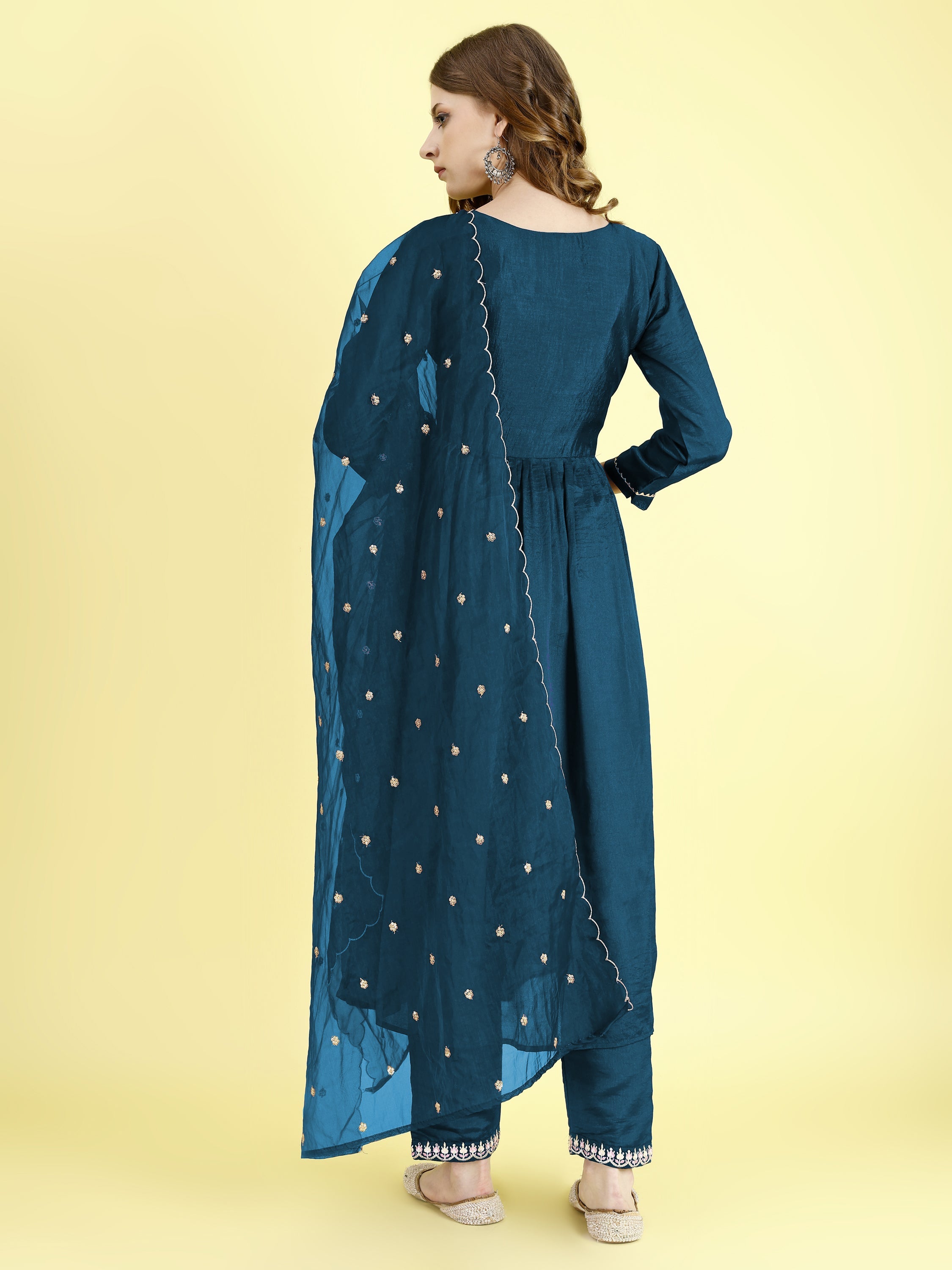 Yash Enterprise Morpankh Vichitra Silk Embroidery Party Wear Suit Set | Grocsy