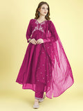 Yash Enterprise Pink Vichitra Silk Embroidery Party Wear Suit Set | Grocsy