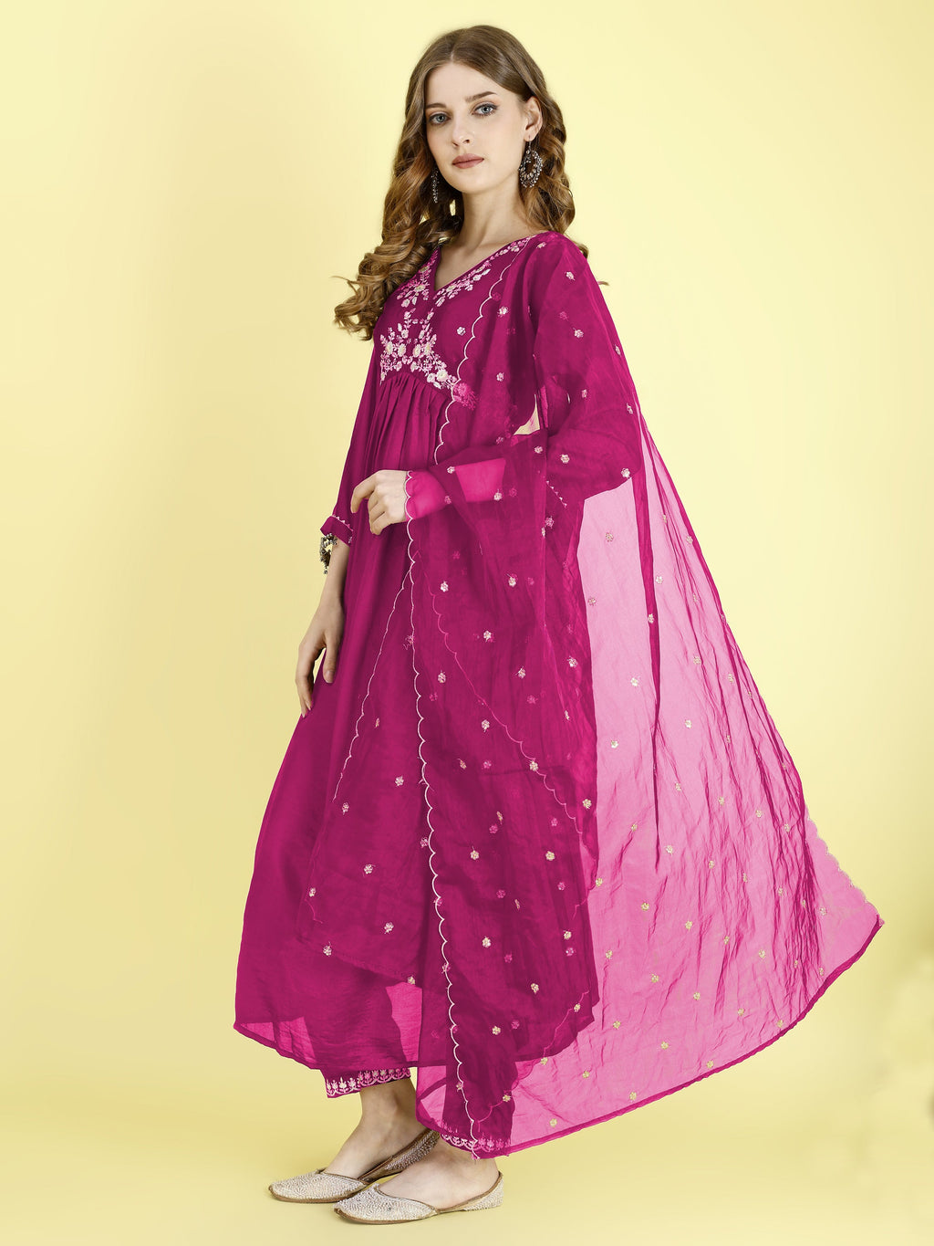 Yash Enterprise Pink Vichitra Silk Embroidery Party Wear Suit Set | Grocsy